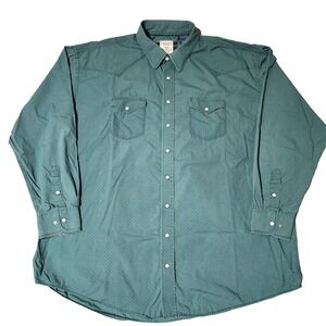 men's PANHANDLE Rough‎ Stock Western shirt l/s white Pearl Snap green size XXL